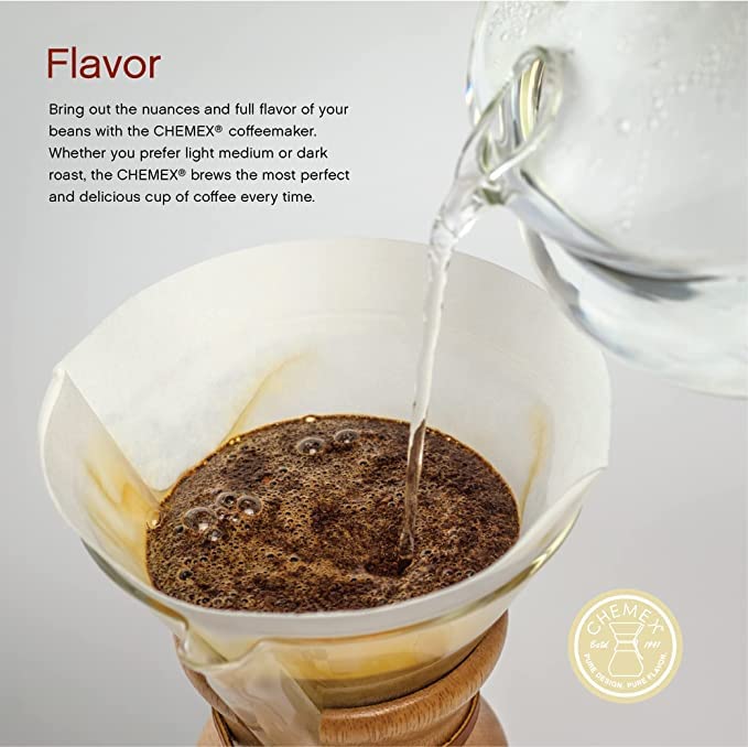 Chemex مرشحات قهوة كيميكس الطبيعية، مربعة، 100 قطعة - تعبئة حصرية - Image 3