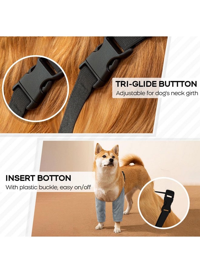 روزكيتش كم ROZKITCH للتعافي من جراحة الكلاب للأرجل الأمامية، واقي دعامة الكوع لمنع لعق الجروح للحيوانات الأليفة، كم ساق الكلب لمنع لعق الطوق المخروطي بديل للالتواء الرباط الصليبي الأمامي والتهاب المفاصل، رمادي XL - Image 3