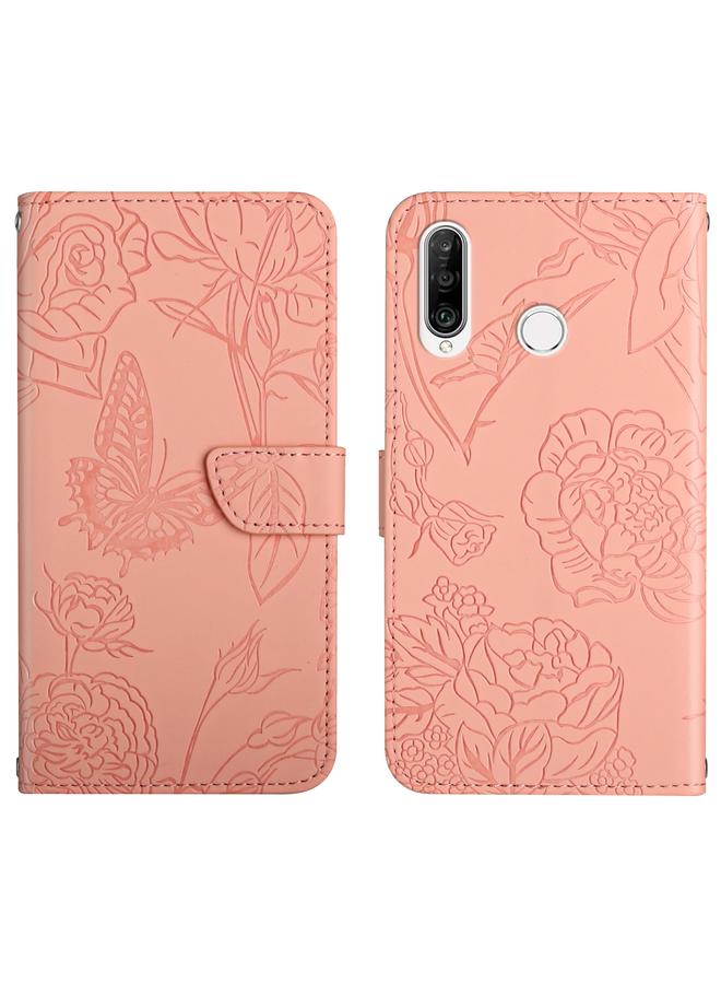 Zaboon Case For Huawei P30 Lite Skin Feel Butterfly Peony Embossed Leather Phone Case