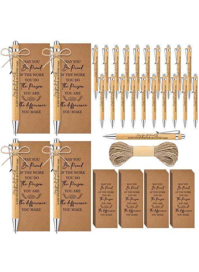 جيتك 30 مجموعة هدايا شكر بالجملة لهدايا عيد الميلاد للموظفين تتضمن أقلام الخيزران المقتبسة وعلامة "قد تكون فخوراً" وعلامة مرجعية لتقدير المعلم وهدايا لزملاء العمل في المكتب والفريق - Image 1
