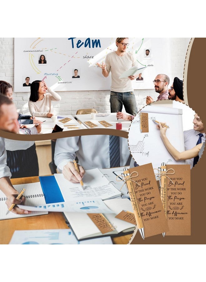 جيتك 30 مجموعة هدايا شكر بالجملة لهدايا عيد الميلاد للموظفين تتضمن أقلام الخيزران المقتبسة وعلامة "قد تكون فخوراً" وعلامة مرجعية لتقدير المعلم وهدايا لزملاء العمل في المكتب والفريق - Image 5