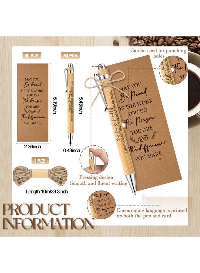 جيتك 30 مجموعة هدايا شكر بالجملة لهدايا عيد الميلاد للموظفين تتضمن أقلام الخيزران المقتبسة وعلامة "قد تكون فخوراً" وعلامة مرجعية لتقدير المعلم وهدايا لزملاء العمل في المكتب والفريق - Image 2