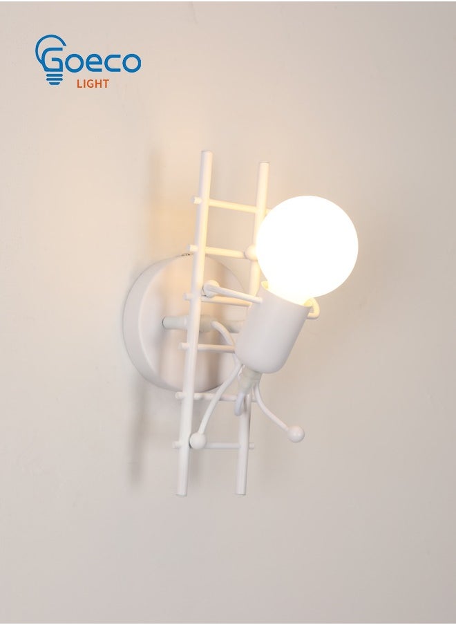Goeco Indoor wall lamp modern LED wall lamp, E27 head without light source Vintage metal lamp (white)  - Image 3