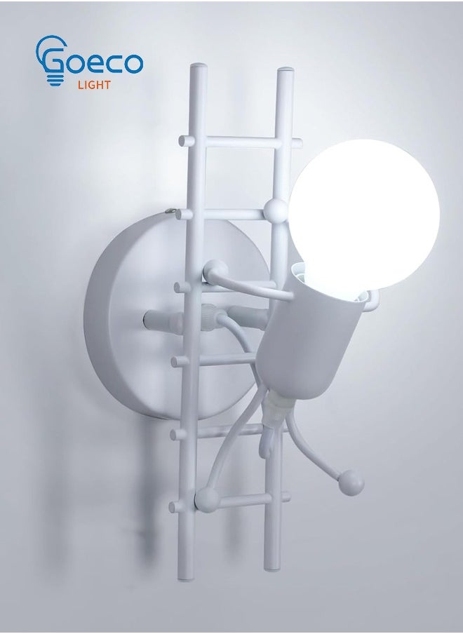 Goeco Indoor wall lamp modern LED wall lamp, E27 head without light source Vintage metal lamp (white)  - Image 2