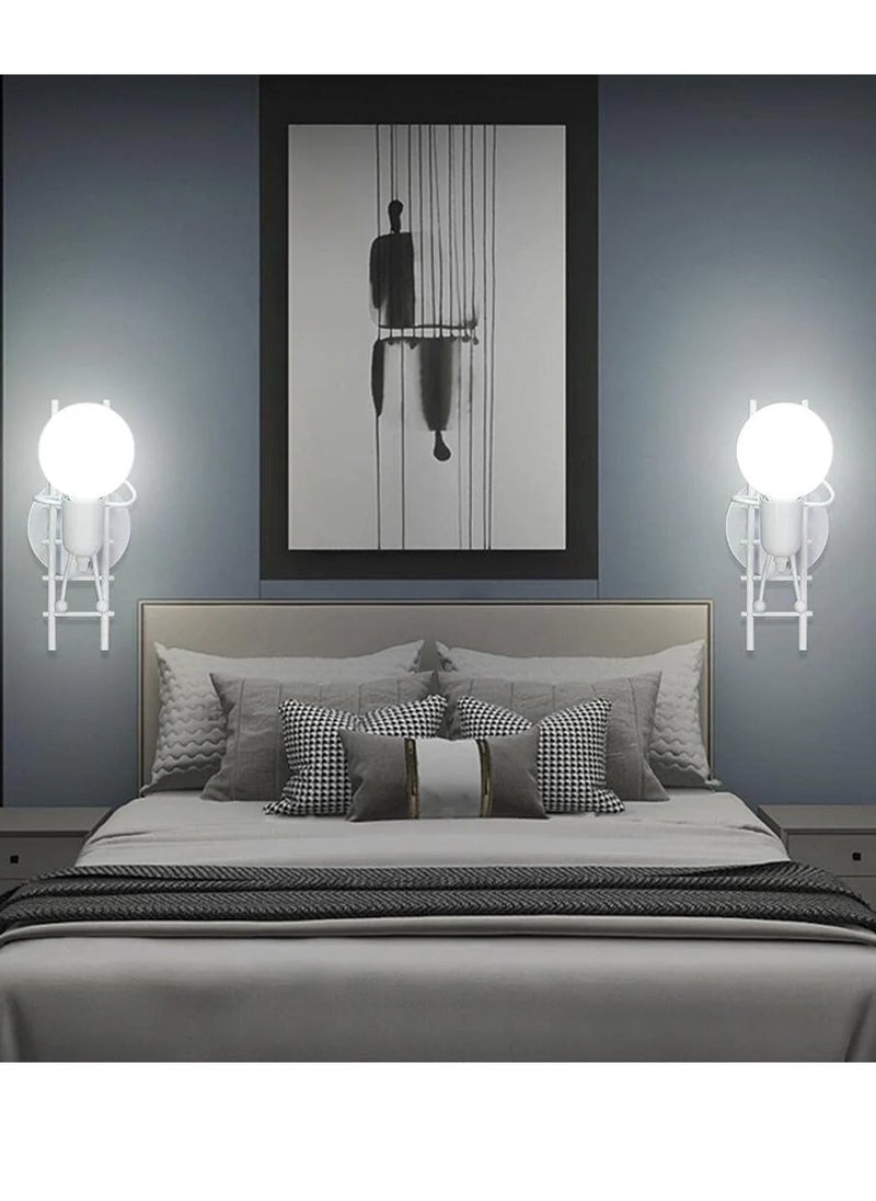 Goeco Indoor wall lamp modern LED wall lamp, E27 head without light source Vintage metal lamp (white)  - Image 5