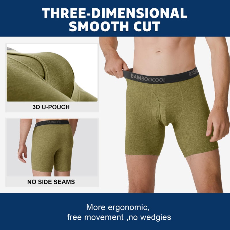 BAMBOO COOL Men's Underwear Breathable Boxer Briefs with Fly Moisture-Wicking Lightweight Underwear - Image 5