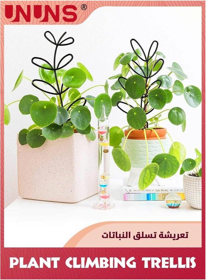 UNUNS Garden Trellis For Climbing Plant,2 Packs 4.6x12.4inch Iron Pot Leaf Shape Black Coated Wire Indoor Houseplant Home Plant Tool,Housewarming Lover Gifts Ideas,Black - Image 2