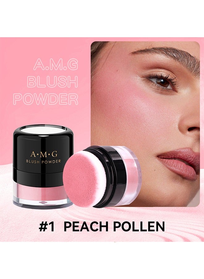 اي ام جي مسحوق أحمر الخدود - مع إسفنجة رأس الفطر ، مقاوم للماء ، غير لامع ، مشرق ، سهل التلوين ، لا تلطخ ، يحافظ على لون جيد طوال اليوم # 1 حبوب لقاح الخوخ - Image 2