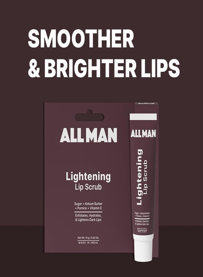 Allman ALL MAN Lightening Lip Scrub for Chapped, Dark & Dead Skin with Sugar, Pumice & Vitamin E for Brightening & Repair | Pack of 2 | 20g - Image 3