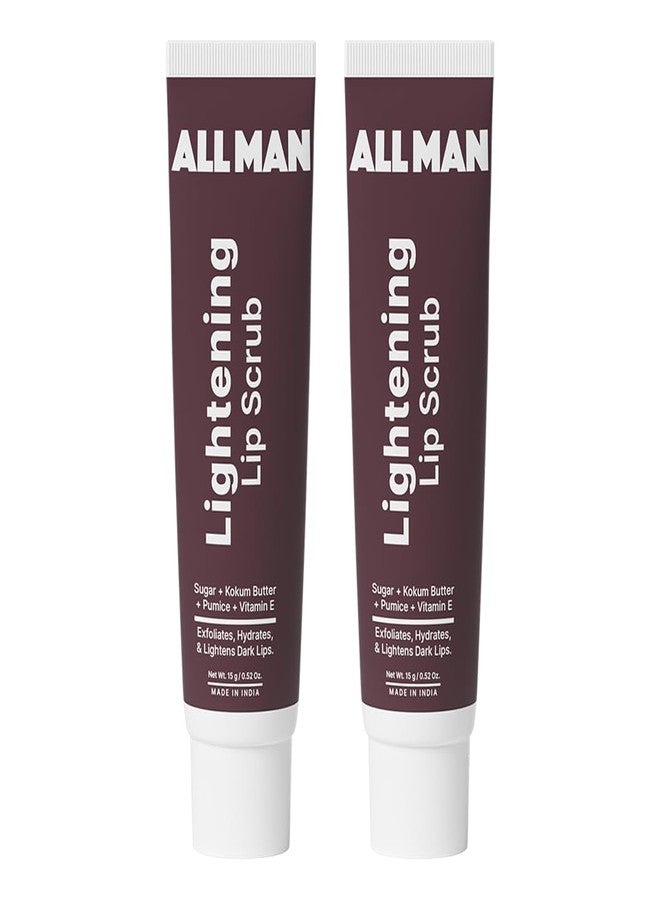 Allman ALL MAN Lightening Lip Scrub for Chapped, Dark & Dead Skin with Sugar, Pumice & Vitamin E for Brightening & Repair | Pack of 2 | 20g - Image 1
