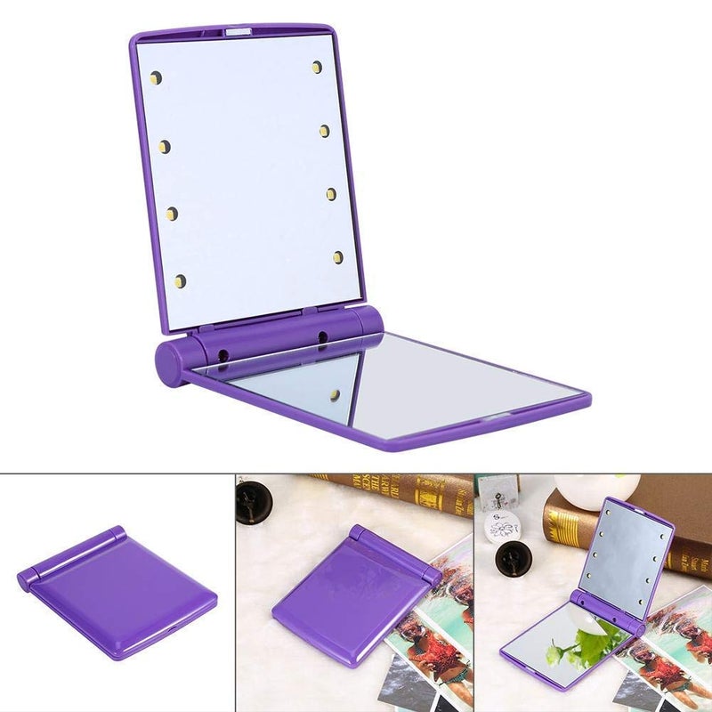 LEKORED Portable Folding Makeup Mirror with led Light for Girls Women at Home Travel1 pcsPlastic Travel Small Makeup Mirror with Light - Image 2
