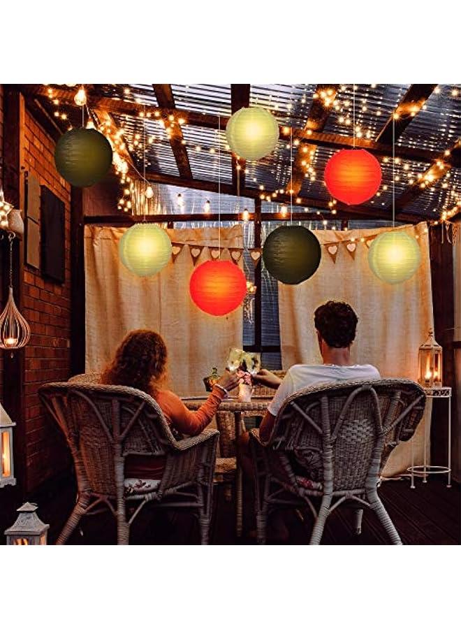 زونون 9 قطع من الفوانيس اليابانية الورقية المستديرة الصينية المعلقة سهلة التجميع لحفلات الزفاف واعياد الميلاد وديكور حفلات اعياد الميلاد، احمر وابيض واسود (احمر، ابيض، اسود) - Image 5