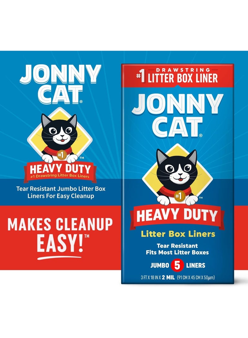 Jonny Cat Litter Box Liners: Heavy Duty - Tear & Leak Resistant - Drawstring Close - Jumbo, 5 Count - Image 4