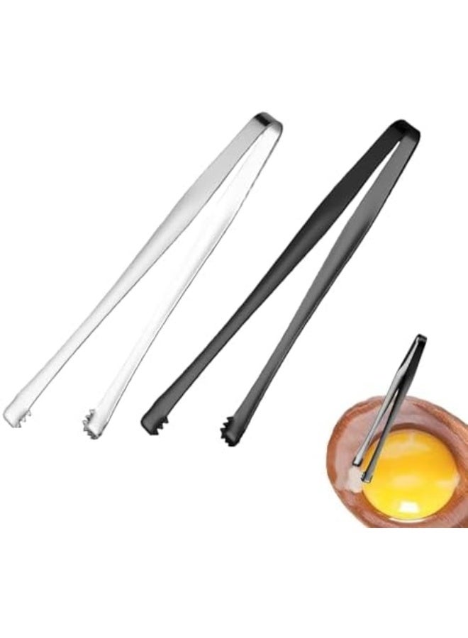 أداة إزالة شظايا البيض | مجموعة من قطعتين لإزالة قشرة البيض التالفة | جهاز إزالة غشاء قشر البيض | ملقط إزالة شظايا قشرة البيض المسلوق من الفولاذ المقاوم للصدأ | ملقط متعدد الوظائف للثلج للاستخدام المنزلي - Image 1