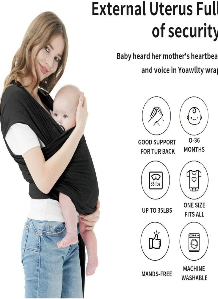 Oasisgalore Baby Carriers Baby Wrap Travel Supplies Breathable Scarf Carriers Newborn Toddler，Black  - Image 3