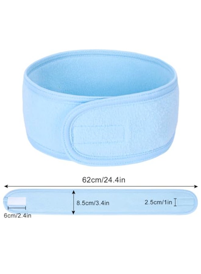 Whaline Spa Facial Headband Head Wrap Terry Cloth Headband 4 Counts Stretch Towel for Bath Makeup and Sport Light Blue - Image 3