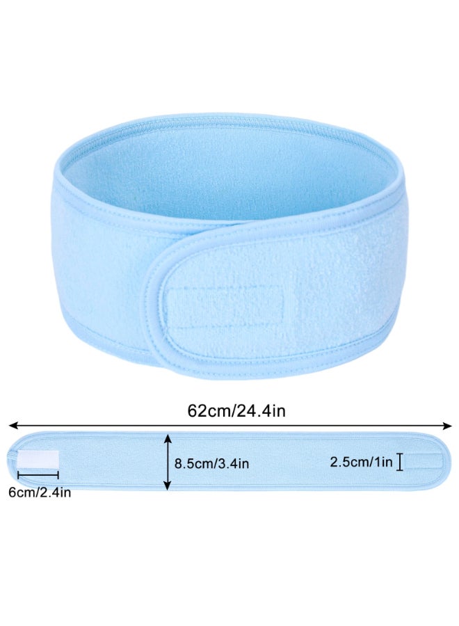 Whaline Spa Facial Headband Head Wrap Terry Cloth Headband 4 Counts Stretch Towel for Bath Makeup and Sport Light Blue - Image 4