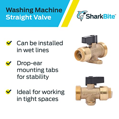 SharkBite 1/2 Inch x 3/4 Inch MHT Washing Machine Straight Valve, Push to Connect Brass Plumbing Fitting, PEX Pipe, Copper, CPVC, PE-RT, HDPE, 25559LF - Image 4