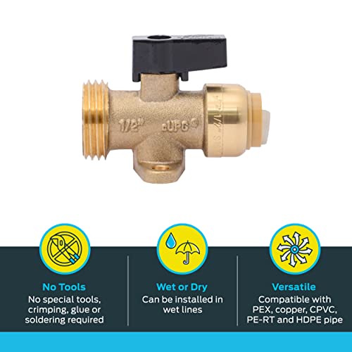 SharkBite 1/2 Inch x 3/4 Inch MHT Washing Machine Straight Valve, Push to Connect Brass Plumbing Fitting, PEX Pipe, Copper, CPVC, PE-RT, HDPE, 25559LF - Image 3