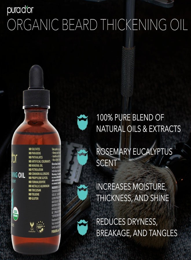 PURA D'OR 4 Oz Thickening Beard Oil - Moisturizing Blend with Rosemary, Biotin & Castor Oil - Increases Moisture, Thickness and Shine - Reduces Dryness and Breakage - Image 5