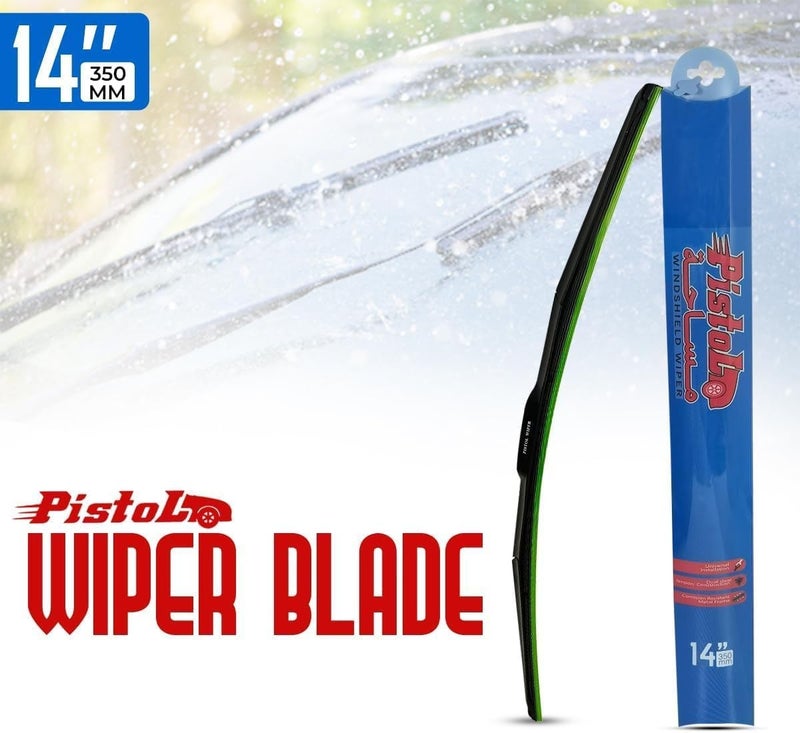 Pistol 14" PISTOL Performance Windshield Wiper Blade – Universal Fit Automotive Wiper with Dual Steel Tension Spring, Corrosion-Resistant Frame, All-Weather Durable Rubber Blade for Efficient Water Clearance and Clear Visibility – 1 Piece - Image 2