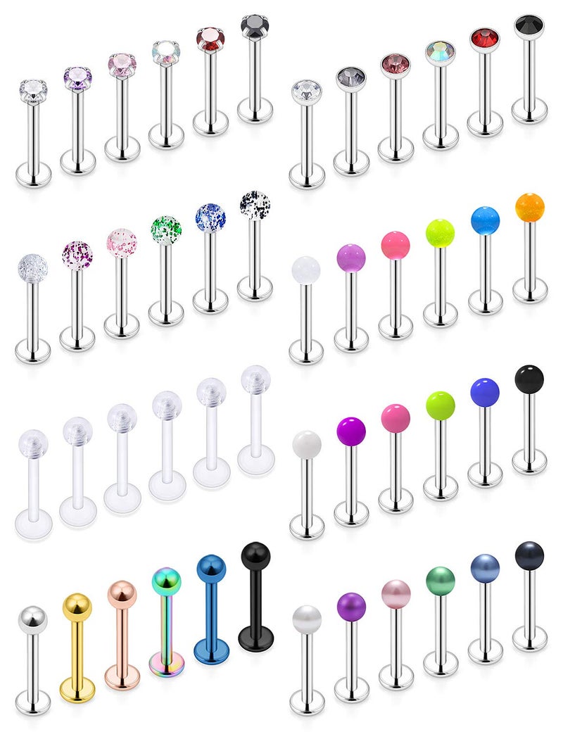 SCERRING 16g Lip Rings Labret Monroe Lip Rings Nail Tragus Helix Cartilage Earrings Studs Ring Medusa Piercing Jewelry Retainer 8mm 48PCS - Image 1
