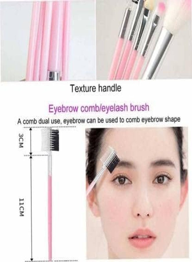 SHOPECOM 5 Pcs Pink Makeup Brushes Set for Makeup For Girls And Women Lip Brush/Highlighter Brush/Foundation Brush/Eye Shadow Brush/Eyebrow Brush - Image 5