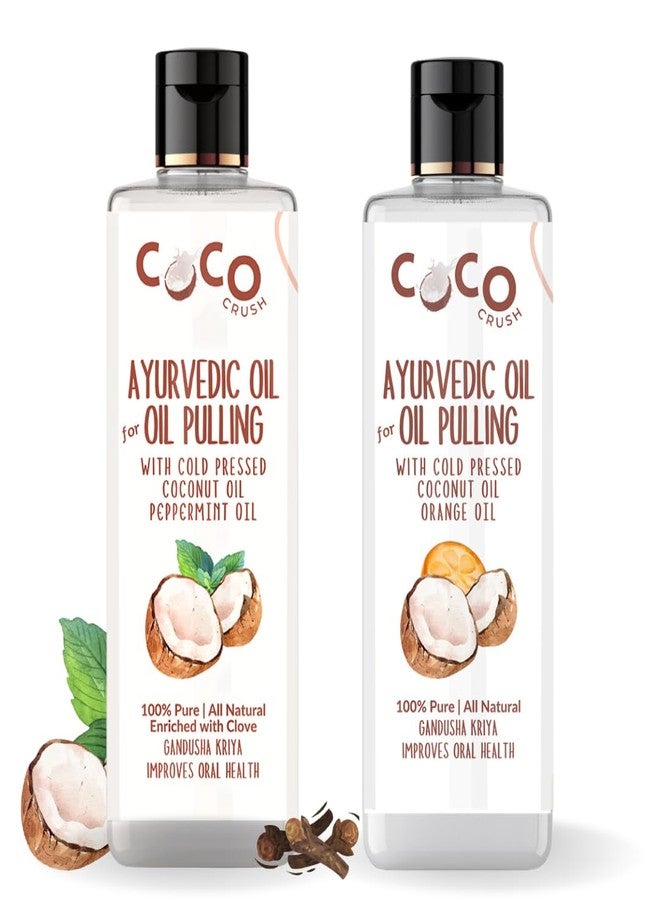 COCO CRUSH Pure Ayurvedic Coconut Oil Combo for Oil Pulling | Peppermint & Clove, Orange Flavors | Promotes Strong Teeth & Gums | Cold-Pressed & Virgin (2 * 200ml, 400ml) - Image 1