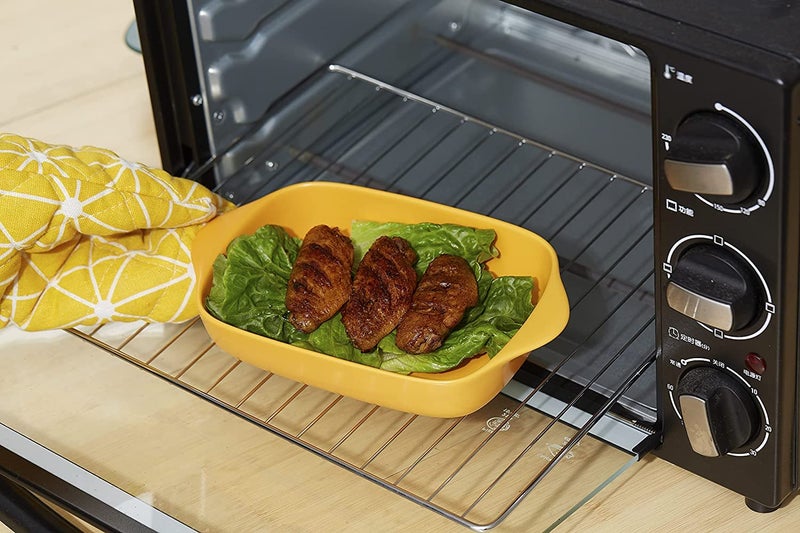 Trifecta طبق خزفي للخبز بلون غير لامع، طبق كسرولة مستطيل مع مقبض للفرن، صينية خبز خزفية، صينية لازانيا، أدوات خبز فردية 9x5 بوصة (عبوة صفراء - 2) - Image 4