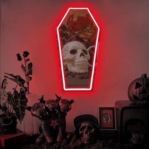 DUOLIYBC Coffin Mirror Neon Sign Coffin Neon Signs for Wall Decor Goth Neon Sign Gift for Goth Lovers Coffin Makeup Mirror Whimsical Goth Home Decor 17944 - Image 3