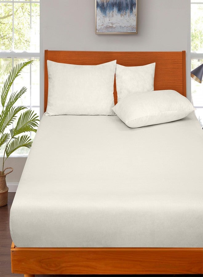 ROYALE LINENS ملاءة سرير رويال لينينز، 300 خيط، قطن ممشط طويل التيلة 100%، مقاس كوين - ملاءة سفلية فائقة النعومة بجيب عميق - ملاءات مثبتة فقط - ملاءات مطاطية (كوين، كريمي) - Image 5
