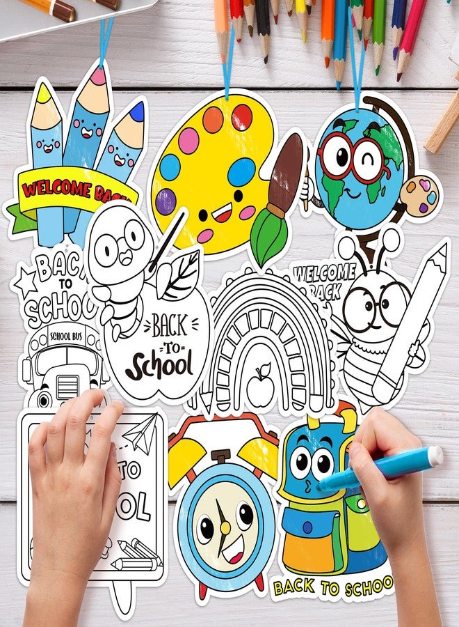 BeYumi Welcome Back Coloring Kit - 83Pcs Color Your Own Back to School Ornament Set for Kids DIY Coloring Card Decor Craft Preschool Kindergarten Elementary Classroom Party Activity Art Craft Supplies - Image 4