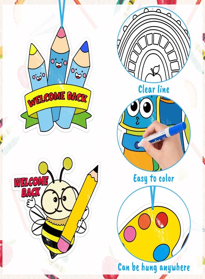 BeYumi Welcome Back Coloring Kit - 83Pcs Color Your Own Back to School Ornament Set for Kids DIY Coloring Card Decor Craft Preschool Kindergarten Elementary Classroom Party Activity Art Craft Supplies - Image 3