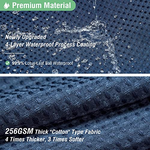 Dynamene Extra Long Shower Curtain,96 Inch Long Waffle Weave Heavy Duty Thick Fabric Bathroom Shower Curtain, Neutral Weighted Hotel Bath Curtain Set with 12 Plastic Hooks,72x96,Navy Blue - Image 4