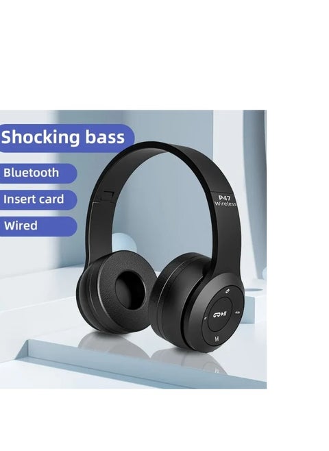 Click to see full view Wireless Bluetooth Headphone - Over Ear Stereo Music Headset with Memory Card Support, Gaming Headphones with Built-in Microphone for Laptop, Mobile Phone, PC-47