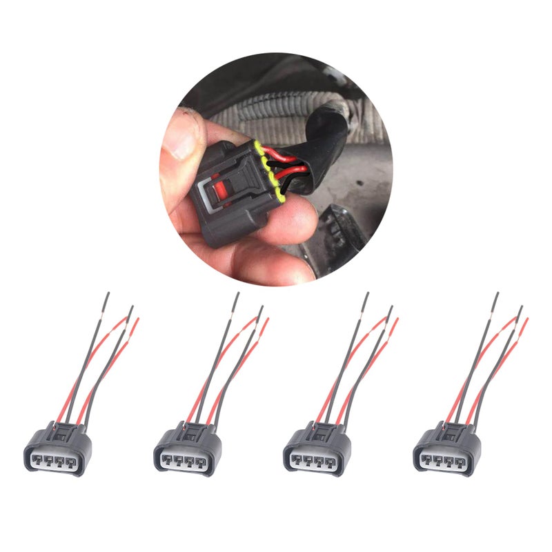 HAOBO 4PCS Ignition Coil Connector Standard 4 Ports Ignition Coil Wire Compatible with Toyota Camry Corolla Highlander Scion Replace 9098011885 Ignition Coil Female Connector Plug Harness Pigtail