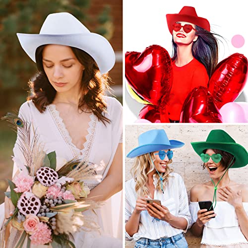 Coume 36 Pieces Halloween Adult Cowboy Hat with Bandanna Heart Sunglasses Unisex Felt Cowboy Hat Men Women Western Party Costume(Multicolor) - Image 4