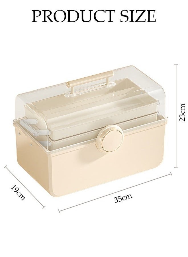 كيلا صندوق الأدوية صندوق تخزين الأدوية البلاستيكية صندوق تخزين الأدوية البلاستيكية صندوق تخزين الأدوية البلاستيكية طقم أدوات طبية للطوارئ العائلية 3 طبقات صندوق إسعافات أولية منزلي منظم صندوق أدوية مقاوم للأطفال مع مقصورات ومقبض - Image 4