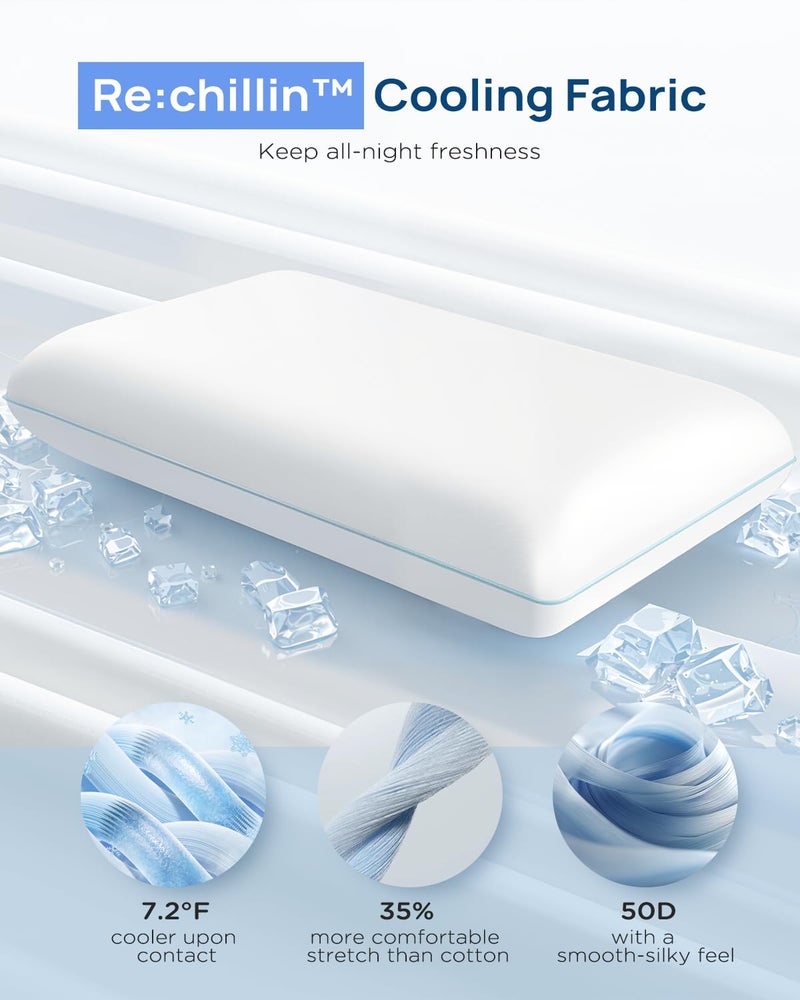 Releep Cooling Soft Memory Foam Pillow, Cervical Neck Pillow for Side Sleepers, Back & Stomach Sleepers, Ergonomic Orthopedic Design for Neck Pain Relief and Deep Sleep, CertiPUR-US, White - Image 4