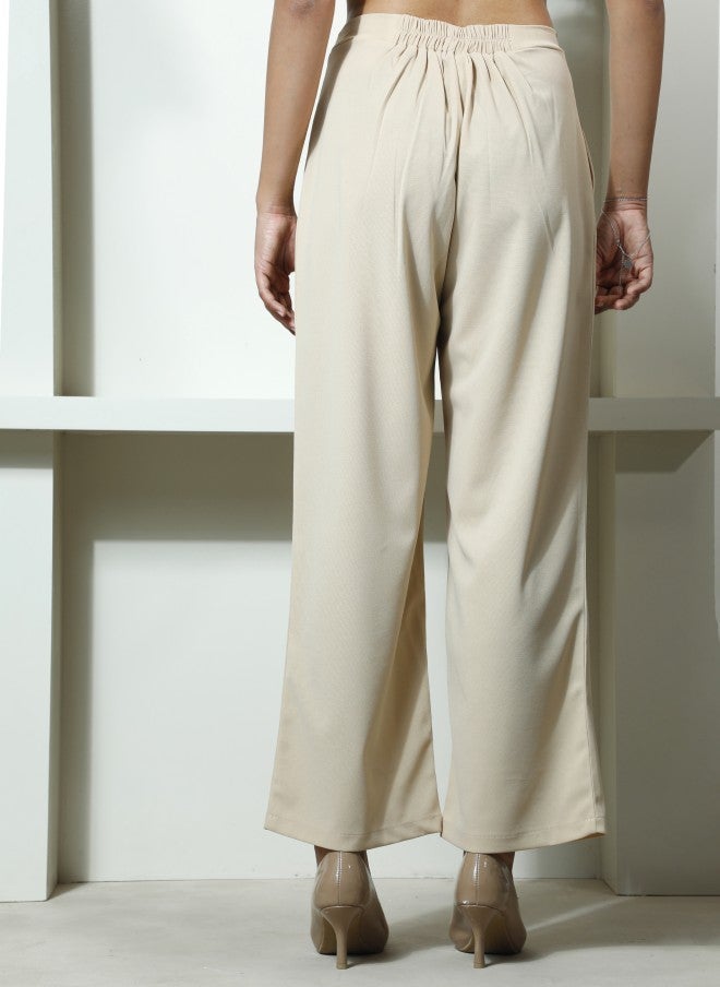 Athena سروال بيج مريح مع طيات للنساء - Image 4