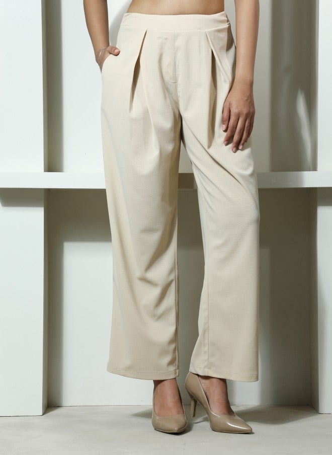 Athena سروال بيج مريح مع طيات للنساء - Image 1