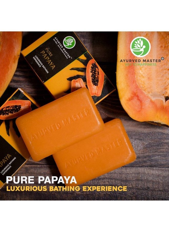 AYURVED MASTER - Papaya Bath Soap Removes Acne Dark Spots And Pigmentation On Oily And Dry Skin For Men And Women Also Good As Gift Set For Women (Combo Pack Of 4) - Image 1