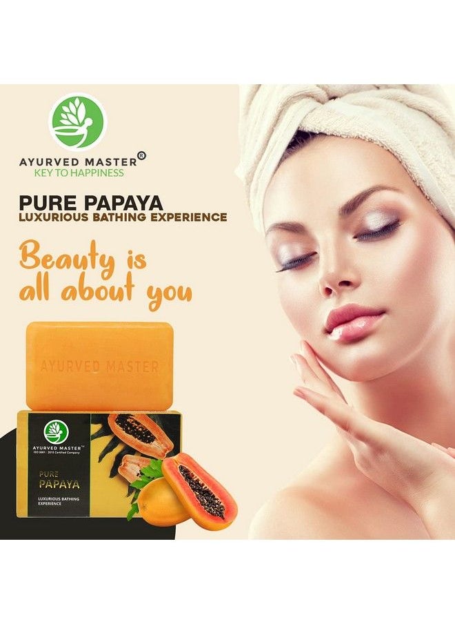 AYURVED MASTER - Papaya Bath Soap Removes Acne Dark Spots And Pigmentation On Oily And Dry Skin For Men And Women Also Good As Gift Set For Women (Combo Pack Of 4) - Image 1