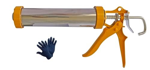 Inditrust WITH GLOVES Cartridges Manual Caulking Gun for Silicone Sealant Standard Temperature Cordless Glue Gun (9 INCH STEEL BODY) - Image 1