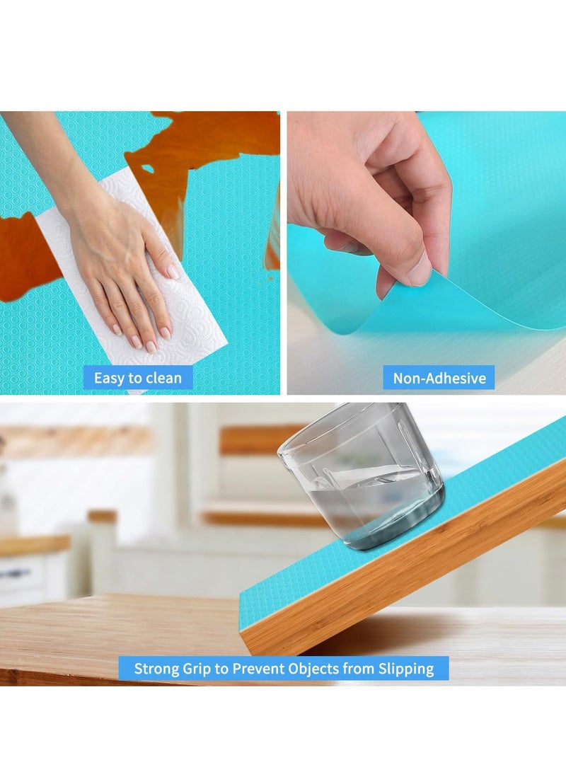 1 Roll Refrigerator Liners,Fridge Mats Liners for Glass Shelves Washable Oilproof,EVA Non Adhesive Shelf Mat Drawer Liner Protects Against Spills Can Be Cut (Light Green)  - Image 2