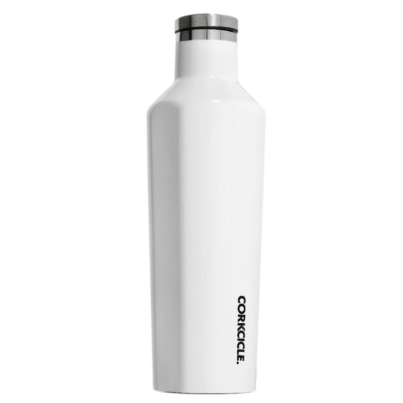 Corkcicle Canteen - Water Bottle and Thermos - Keeps Beverages Cold for Over 25  Hot for Over 12 Hours - Triple Insulated with Shatterproof Stainless Steel Construction - GlossWhite - 25 oz.