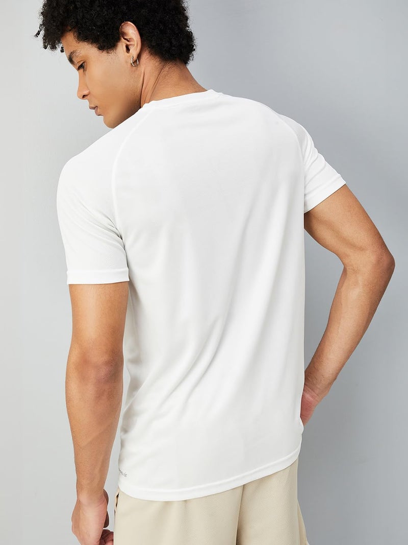 Max Men Slim Fit Solid Athleisure T-Shirt (White_M) - Image 2