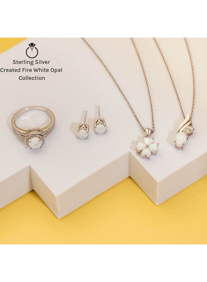 PEORA Created White Opal Stud Earrings 925 Sterling Silver Solitaire Heart Shape 6Mm 1.50 Carats Total Scroll Design Friction Backs - Image 5