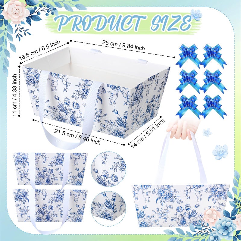 Funnymoom 12 Pcs Easter Gift Baskets Empty with Cellophane Bags and Ribbon Bows, Plaid Paper Gift Baskets for Eggs, Candy, Party Favors, Spring Party Supplies 9.8 x 6.5 x 4.3 Inch - Image 2