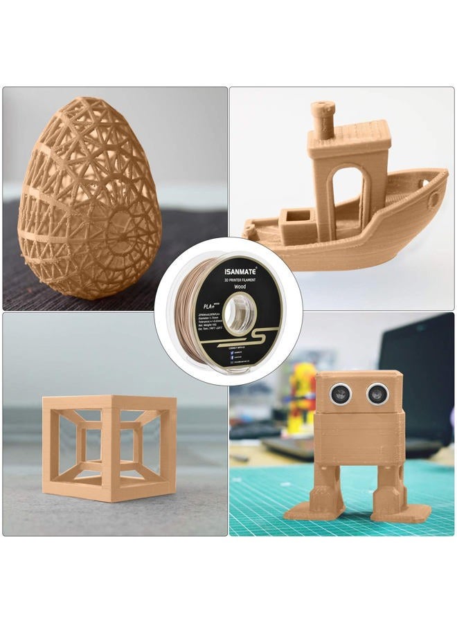 iSANMATE Wood Filament 1.75mm, PLA+ 3D Printer Filament 1 kg Spool (20% Wood Powder+80% PLA+) - Image 5